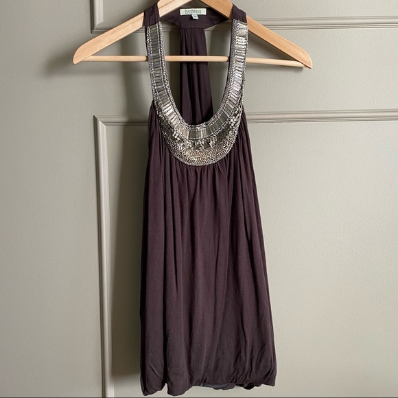 🛍 Bordeaux Los Angeles Blinged out Halter Top - Picture 1 of 8